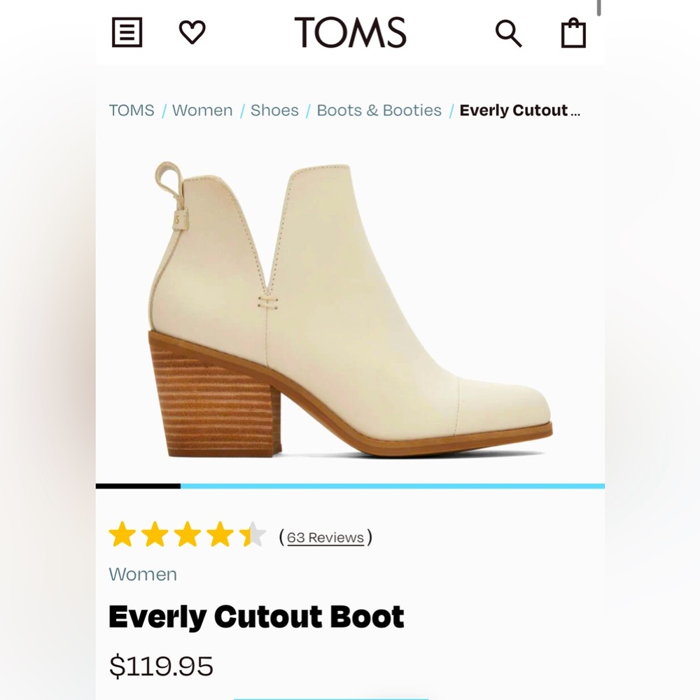 Brand New Beige Toms Everly Booties